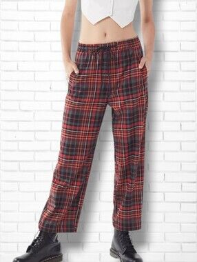 Urban Outfitters Pull-on Red Plaid Trouser Pants Size XS